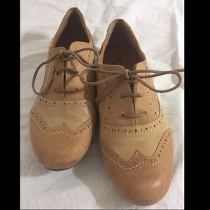 Lightly worn beige loafers